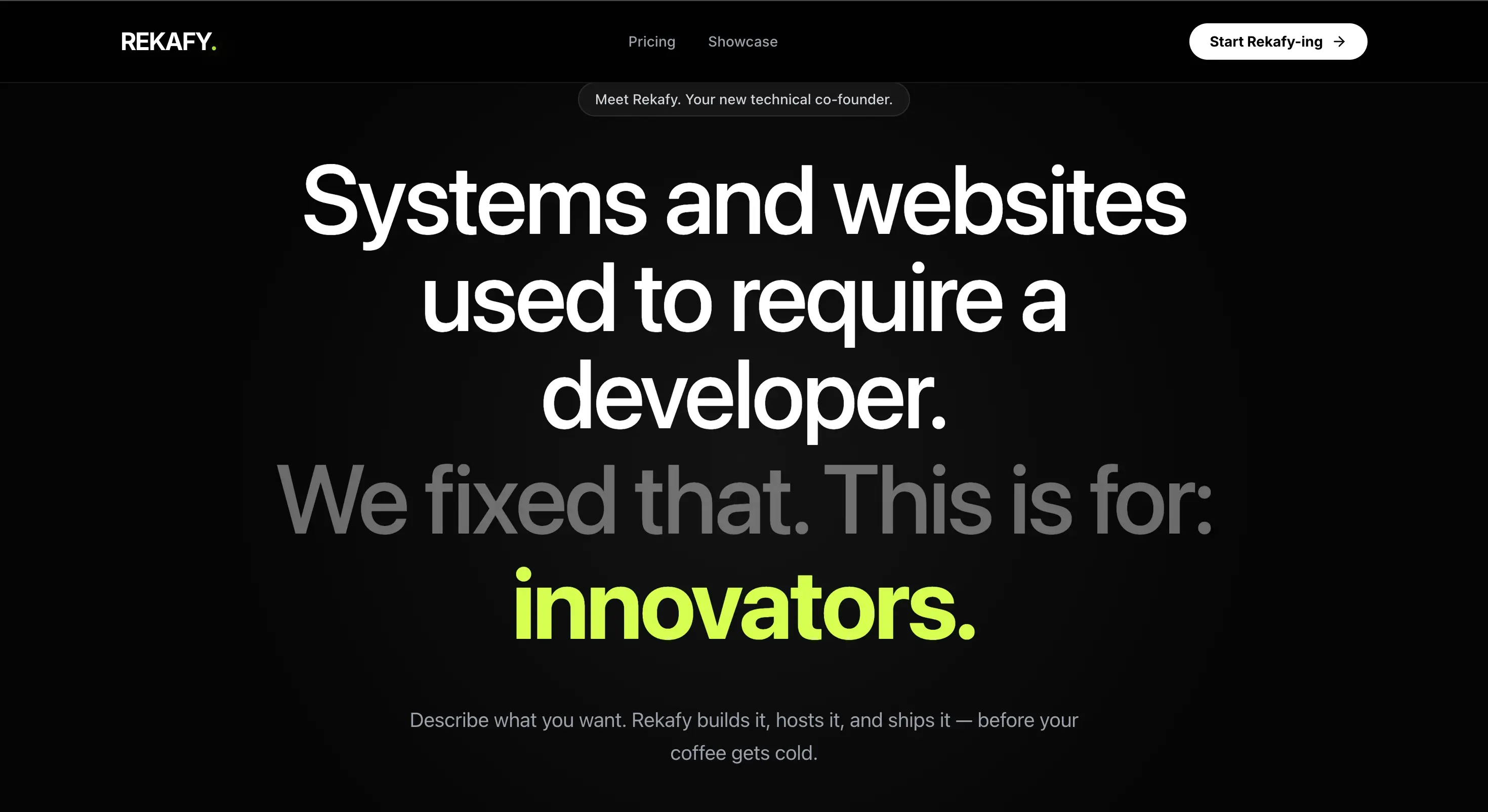 Rekafy — Multi-tenant website publishing platform hero view